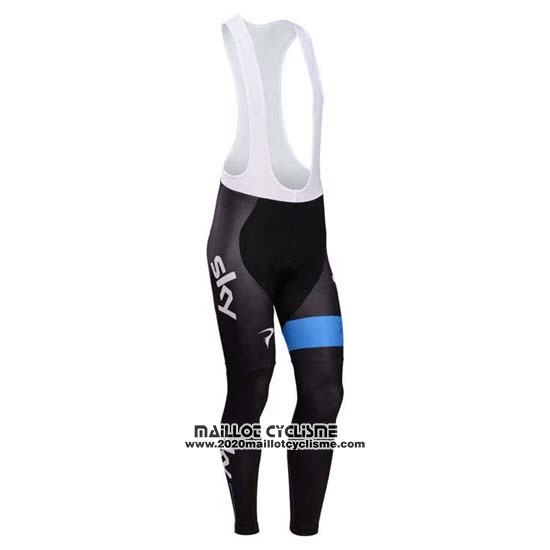 2014 Maillot Ciclismo Sky Blanc et Azur Manches Longues et Cuissard